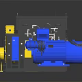 Industrial Machinery Equipment With Blue Electric Motor Yellow Parts And Metal Frame Structure