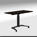 Modern Height Adjustable Office Desk With Wooden Top Metal Frame And Mobile Wheels 3d model
