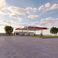 Modern Sinopec Gas Station Exterior View With Spacious Pavement And Green Trees Under Bright Sky
