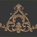 Ornate Golden Decorative Bracket With Intricate Carved Scrolls And Floral Details