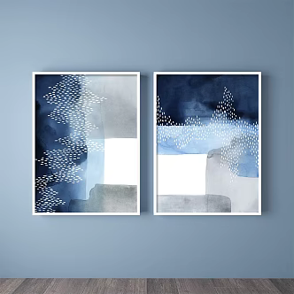 Modern abstract painting blue living room abstract decorative painting 3d model