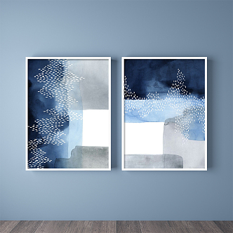 Modern abstract painting blue living room abstract decorative painting 3d model