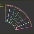 Fan Shaped Furniture Structure With Metal Frame Cross Bars And Wooden Border