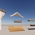 Traditional Chinese Architectural Roof Components With Wooden Brackets And Eaves Designs