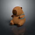 Adorable Brown Sitting Animal with Blue Harness Soft Plush Toy Figure