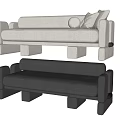 Multi Person Sofa In Light Beige And Dark Gray Modern Minimalist With Armrests And Cushions