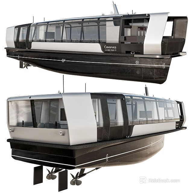Modern Passenger Ship With Large Windows And Sleek Exterior Design 3d model
