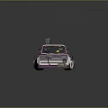 Custom Pink And White Modified Car Featuring Roof Equipment Stickers And Mechanical Parts