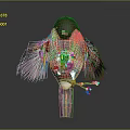 Pink Bird Shaped Decorative Household Item With Inner Scene And Feather Wings