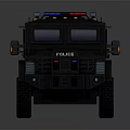 Black Armored Police Vehicle With Roof Emergency Lights And Equipment