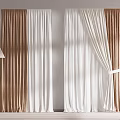 Modern Home Interior Brown And White Curtains With Soft Tie Back And Elegant Drapery