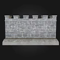 Stone Brick Garden Wall With Crenellated Top And Pedestal Base Design