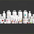 Assorted Personal Care Products With Various White Bottles Jars Different Sizes Shapes And Colored Labels