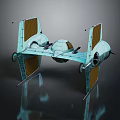 3D Rendered Starfighter With Light Blue Body And Brown Wings Engine Details