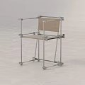 Modern Minimalist Single Chair With Silver Metal Frame And Light Colored Seat