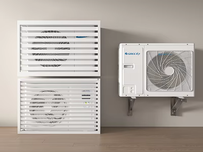Modern White Indoor Air Conditioner and Fan Wall Mounted Units Design 3d model