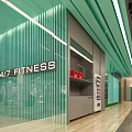 DAZ Fitness Modern Gym Interior With Workout Equipment Mirrors And Ceiling Lights