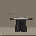 Modern Round Dining Table With Black Frame And Central Marble Top 3d model