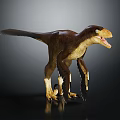 Lifelike Feathered Dinosaur With Open Mouth And Extended Wings On Dark Background
