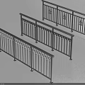 Set of Three Decorative Metal Railings With Ornate Balusters And Intricate Patterns