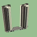 Modern High Rise Twin Residential Towers With Connected Structure And Balcony Design