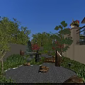 Tranquil Garden Landscape With Stone Path Wooden Bench Rockery Stones And Lush Greenery