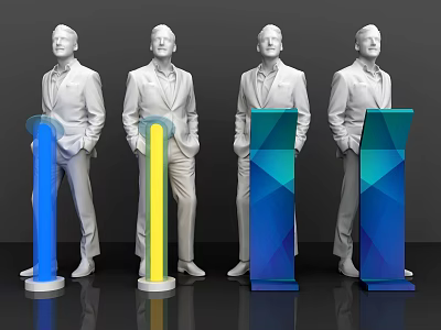 Modern Reception Desk Design With Colorful Geometric Shapes And Contemporary Structure 3d model