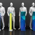 Modern Reception Desk Design With Colorful Geometric Shapes And Contemporary Structure