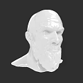 Detailed White Male Head Sculpture With Beard Against Black Background