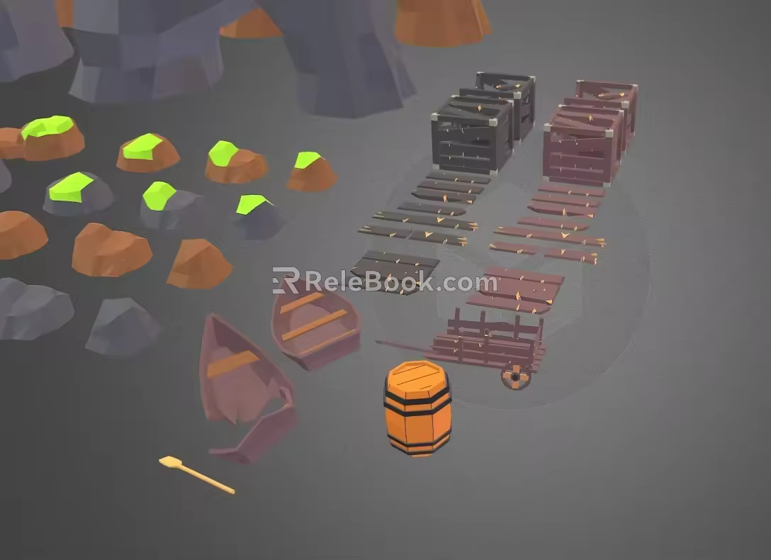 Component Props Scene Props Small Component Cartoon Component Boat Tree Stone Relic Flower and Grass Component Stone Pillar 3d model