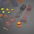 Component Props Scene Props Small Component Cartoon Component Boat Tree Stone Relic Flower and Grass Component Stone Pillar 3d model