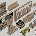 Various Modern Display Shelves And Cabinets With Different Designs For Retail Stores 3d model