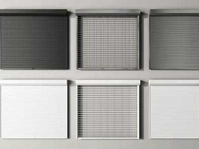 Stylish Window Blinds in Black White Gray with Various Designs for Home Decor 3d model