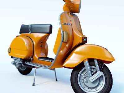 Vintage Yellow Scooter With Classic Design Black Seat And Chrome Details 3d model