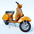 Vintage Yellow Scooter With Classic Design Black Seat And Chrome Details
