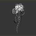 Futuristic Mechanical Gas Mask Design With Metallic Texture And Circular Components