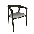 Modern Minimalist Dining Chair With Black Curved Armrest Frame And Light Padded Seat Cushion