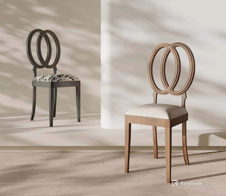 Elegant Modern Single Chair Design With Circular Woven Backrest And Upholstered Seat 3d model 