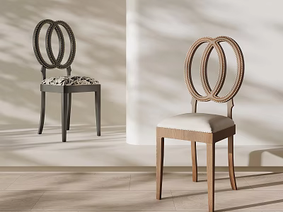 Elegant Modern Single Chair Design With Circular Woven Backrest And Upholstered Seat 3d model