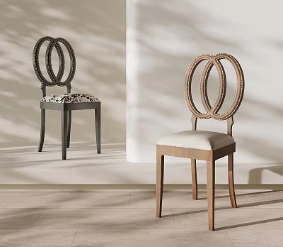 Elegant Modern Single Chair Design With Circular Woven Backrest And Upholstered Seat 3d model
