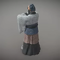 Man with Long Beard in Traditional Ancient Style Clothing 3d model