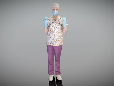 Modern man male doctor with surgical glove mask 3d model