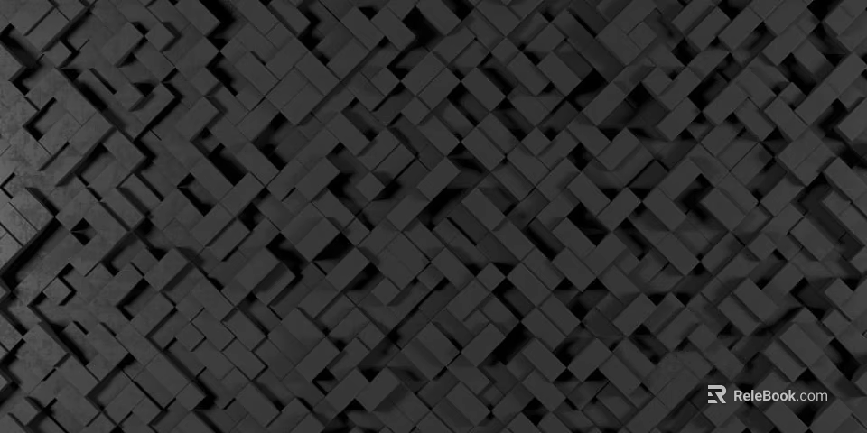 Stylish Sofa Backdrop Wall Design With Black Interlocking Cube Textured Pattern 3d model 