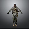 Tactical Military Figure Wearing Camouflage Pants Vest Helmet And Gloves