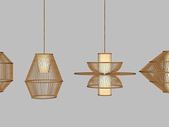 New Chinese Chandelier Combination 3d model