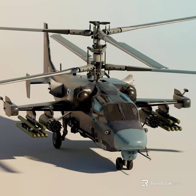 Modern Military Helicopter With Twin Rotor Design And Missile Launchers 3d model 