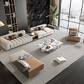 Modern Minotti Sofa Coffee Table Combination 3d model
