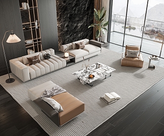 Modern Minotti Sofa Coffee Table Combination 3d model