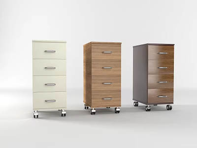 White Brown Dark Brown Mobile Storage Cabinets With Drawers And Rolling Wheels 3d model