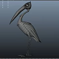 Cartoon Pelican 3D Model With Long Orange Beak White Body And Blue Purple Wings